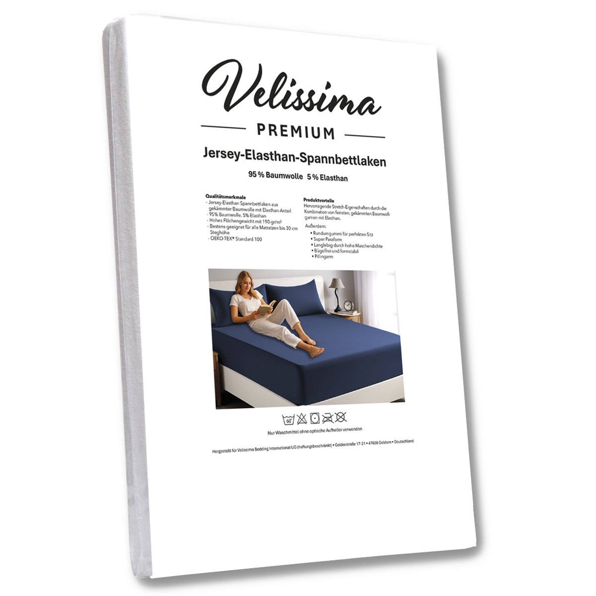 Velissima Premium Spannbettlaken, Reinweiß – 90-100 x 200-220 cm